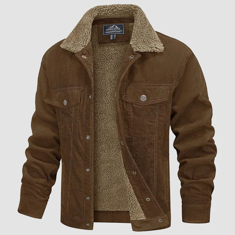 Herren Cordjacke mit Futter im Trucker-Stil