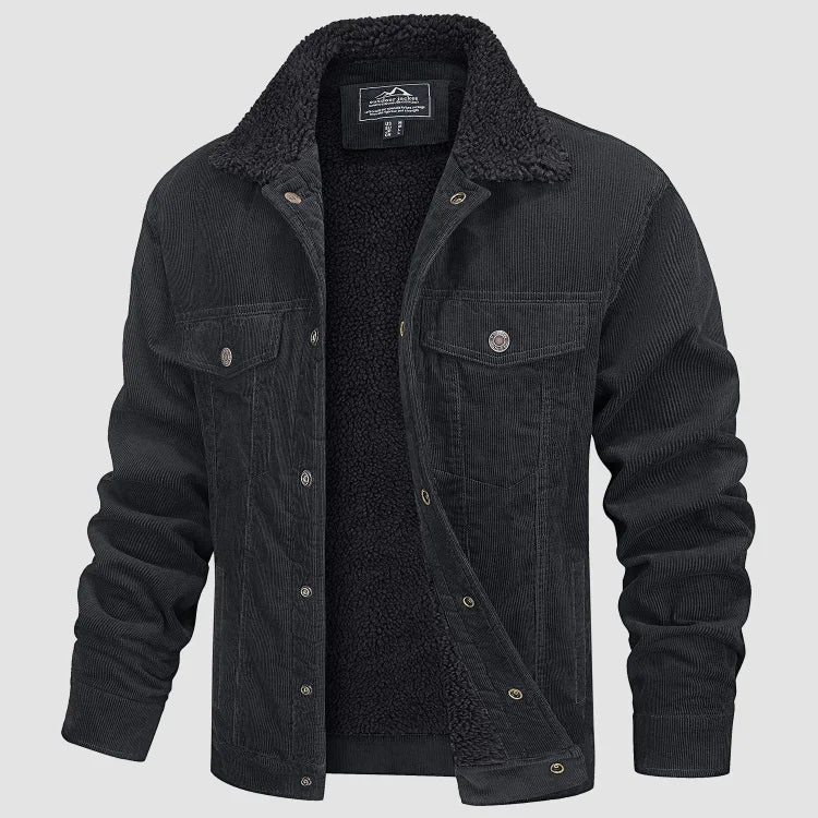 Herren Cordjacke mit Futter im Trucker-Stil