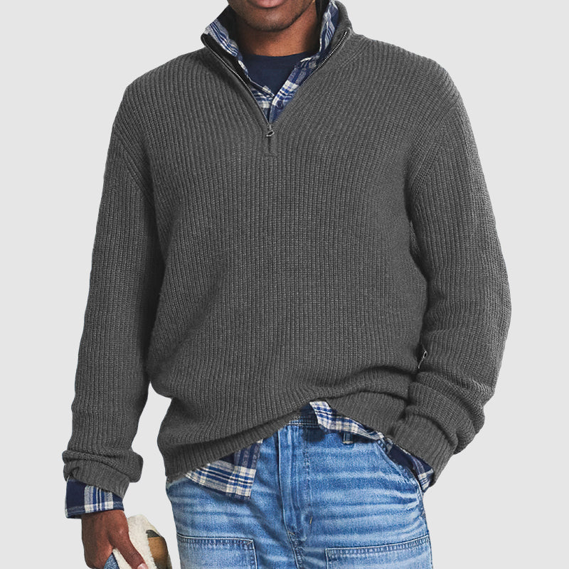Herren Strickpullover mit Reißverschluss | Bequemer Business-Casual Look | Leon