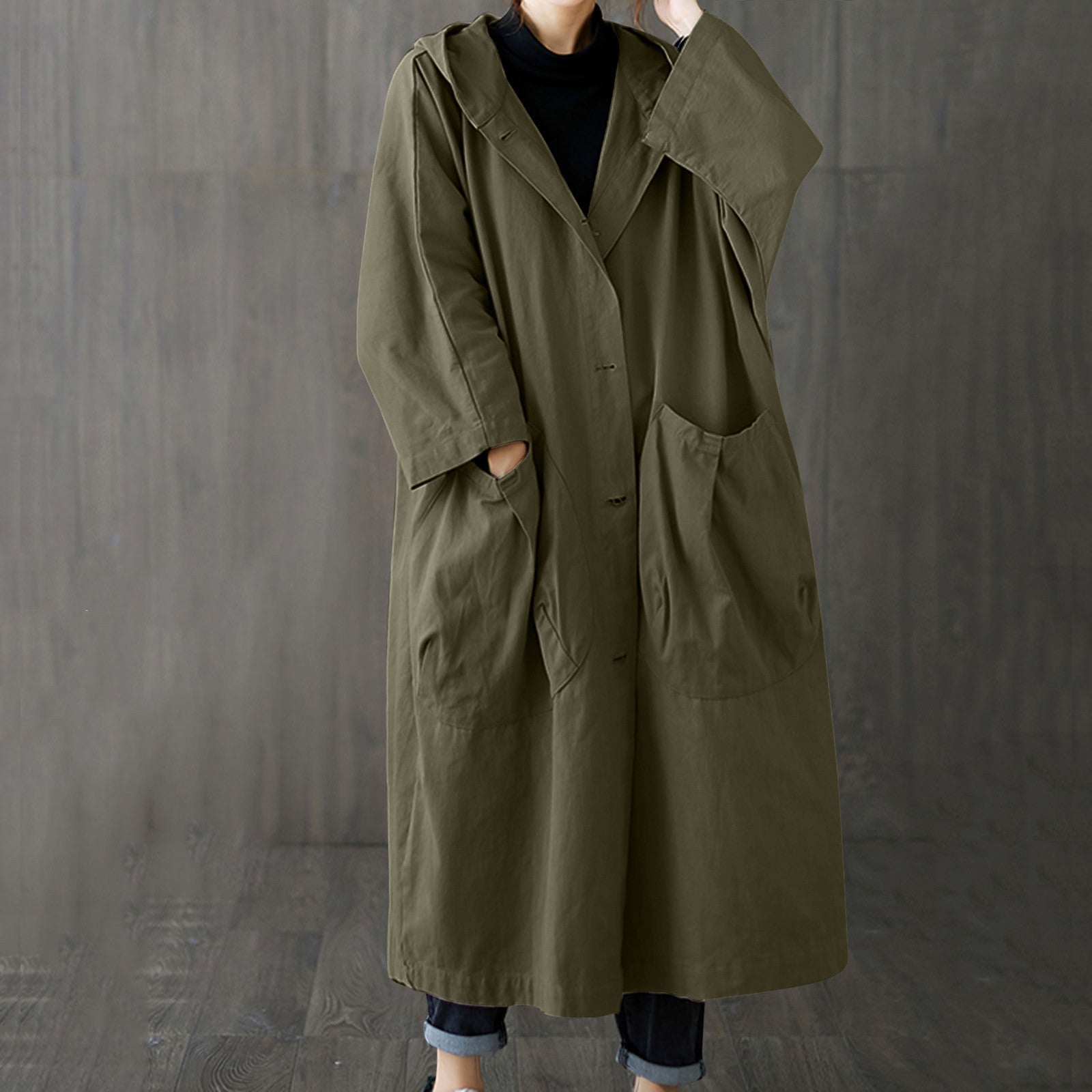 Damen Trenchcoat mit praktischen Eingrifftaschen