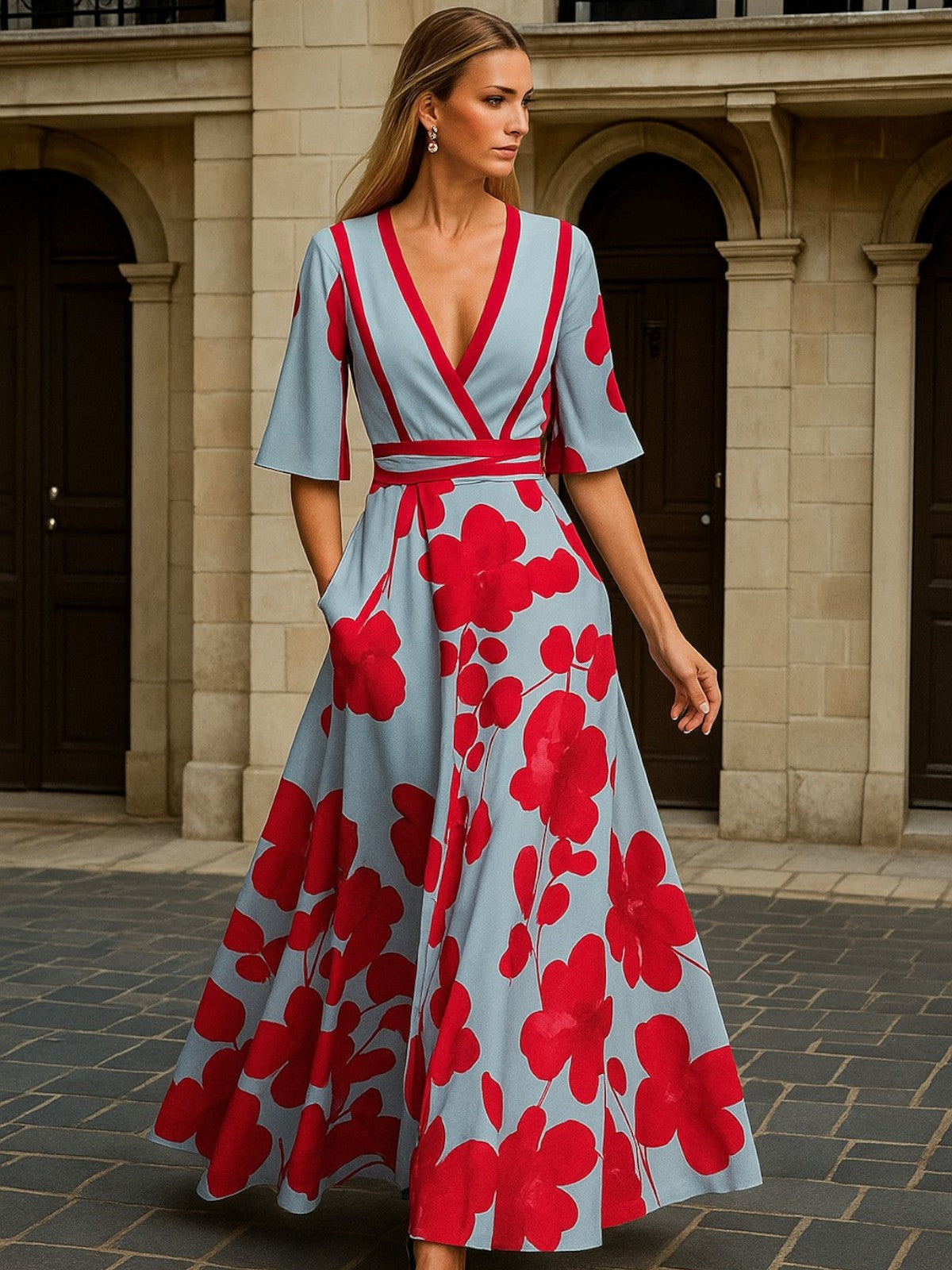 Elegantes Maxikleid im floralen Druck