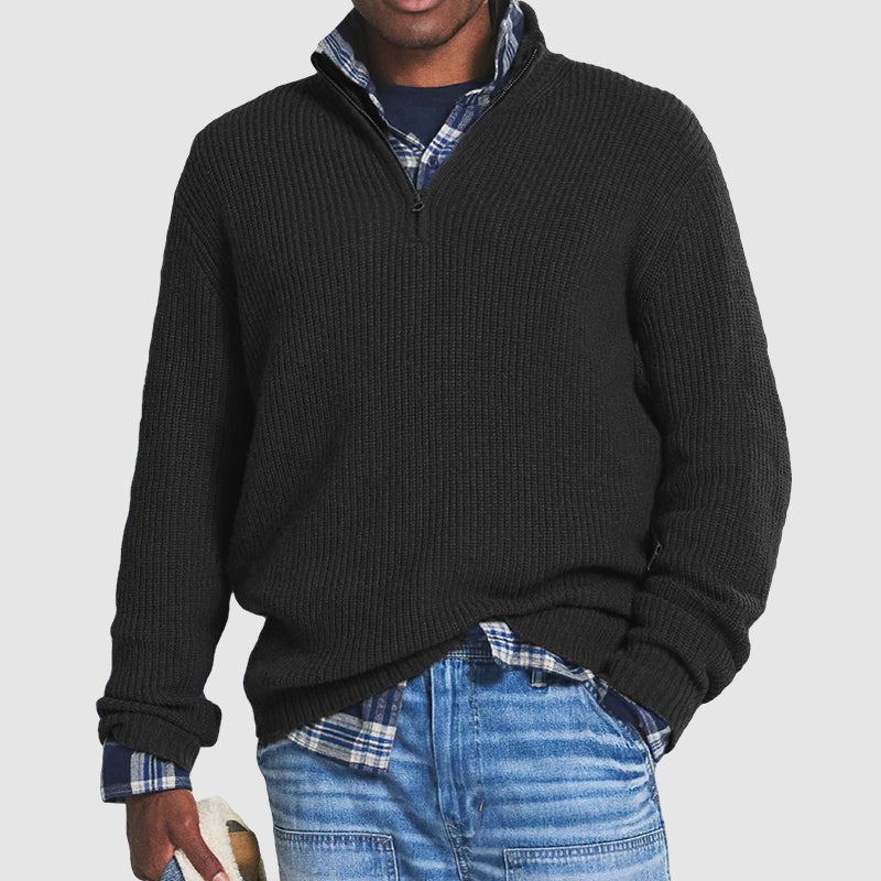 Herren Strickpullover mit Reißverschluss | Bequemer Business-Casual Look | Leon
