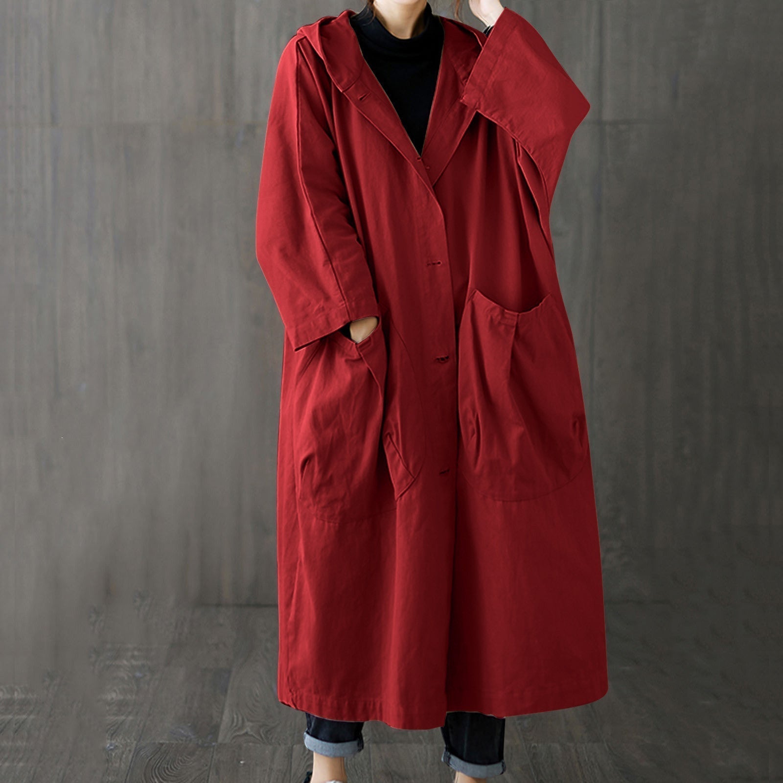 Damen Trenchcoat mit praktischen Eingrifftaschen