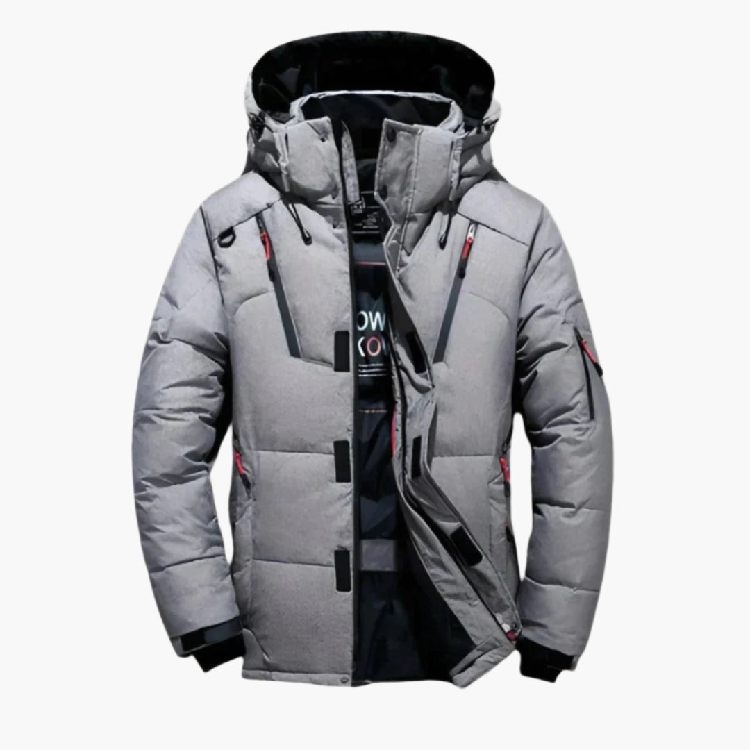Herren Winter Daunenjacke | Wärmende Steppjacke mit Kapuze & Taschen | Leon