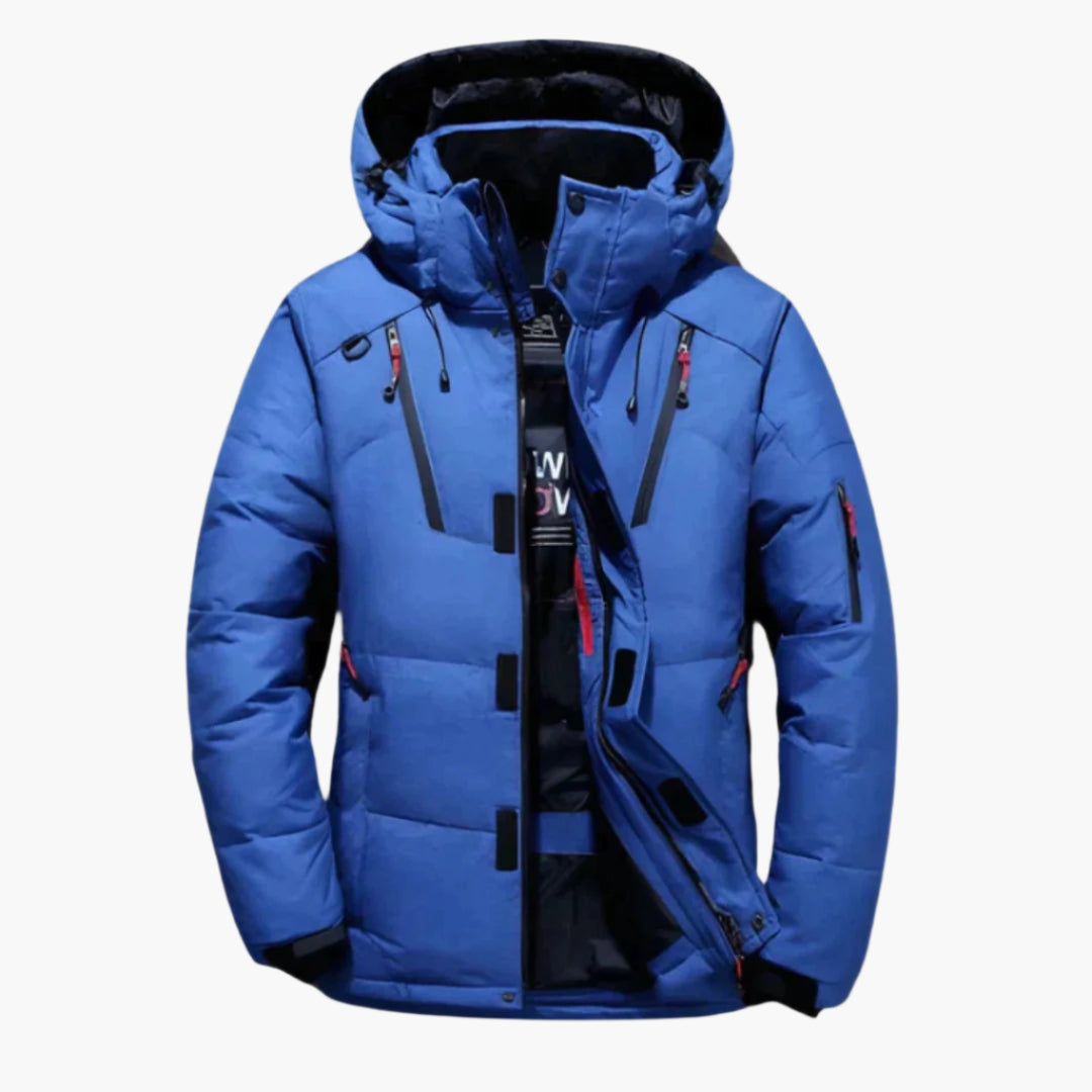 Herren Winter Daunenjacke | Wärmende Steppjacke mit Kapuze & Taschen | Leon