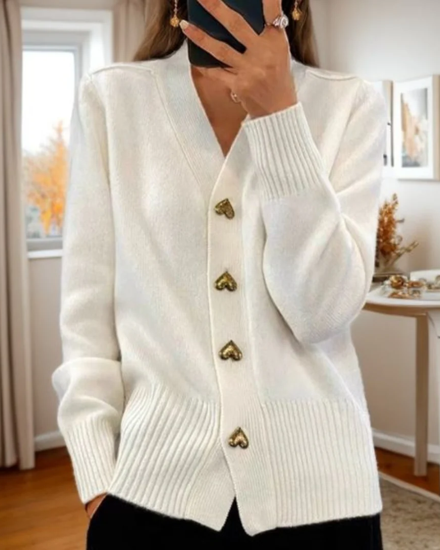 Chasie Eleganter Herzknopf Cardigan