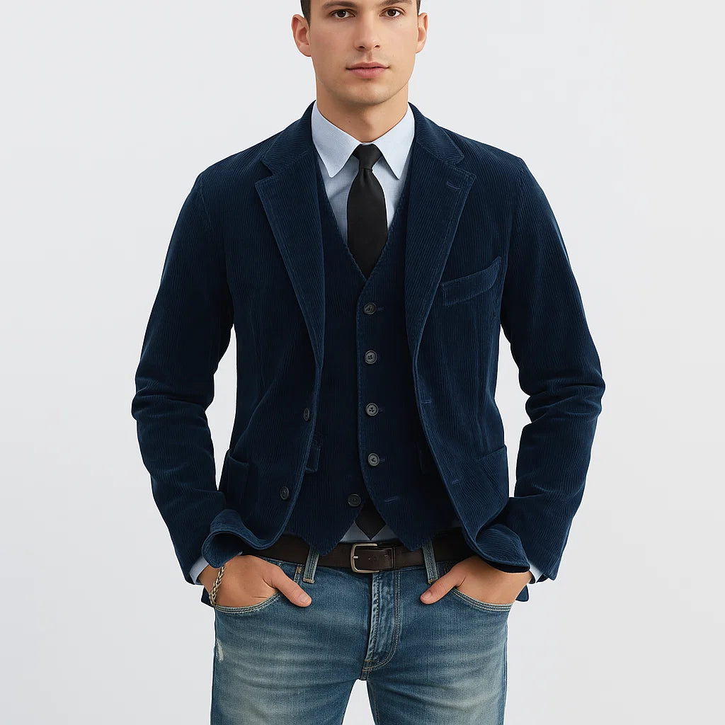 Cord-Blazer Set für Herren – Mit passender Weste