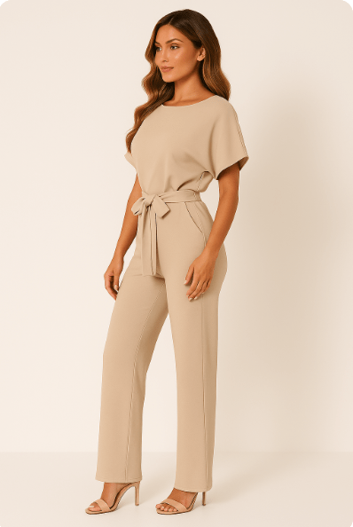 Ella Eleganter Damen Jumpsuit mit Gürtel