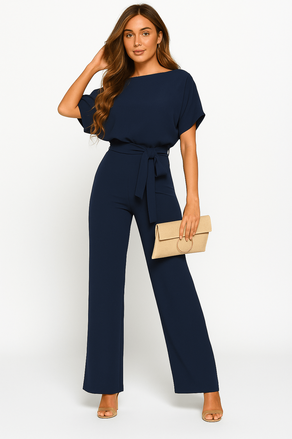 Ella Eleganter Damen Jumpsuit mit Gürtel