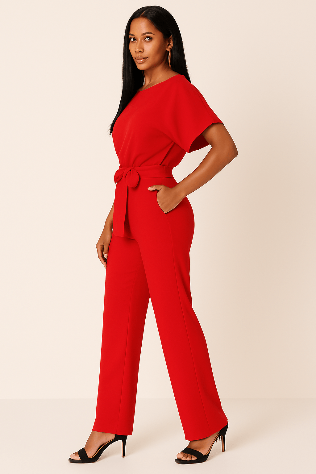 Ella Eleganter Damen Jumpsuit mit Gürtel