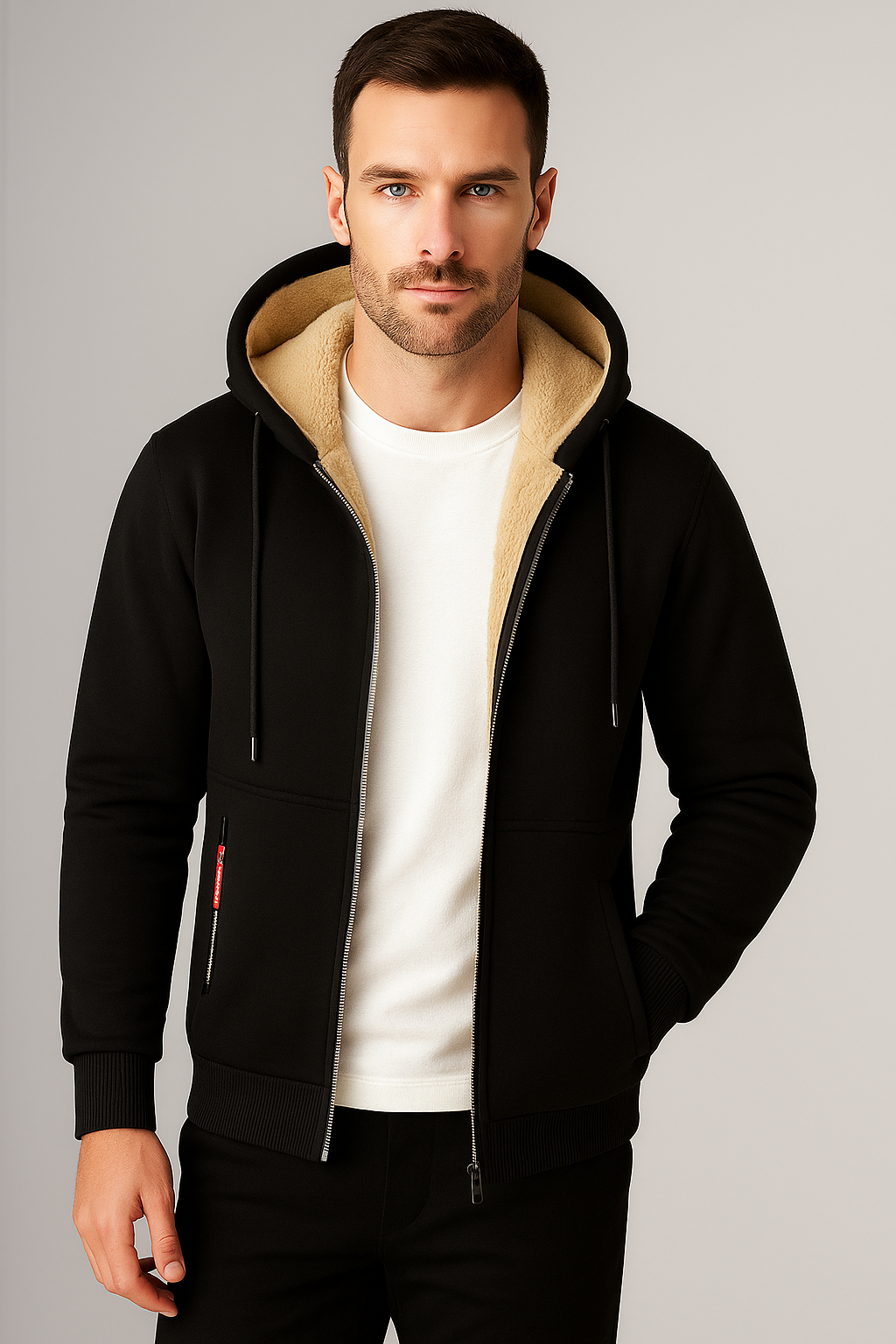 Gefütterter Herren Hoodie | Warme Fleecejacke mit Reißverschluss für kalte Tage | Henrik