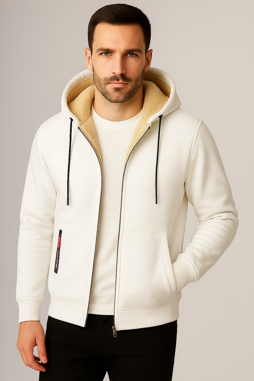 Gefütterter Herren Hoodie | Warme Fleecejacke mit Reißverschluss für kalte Tage | Henrik