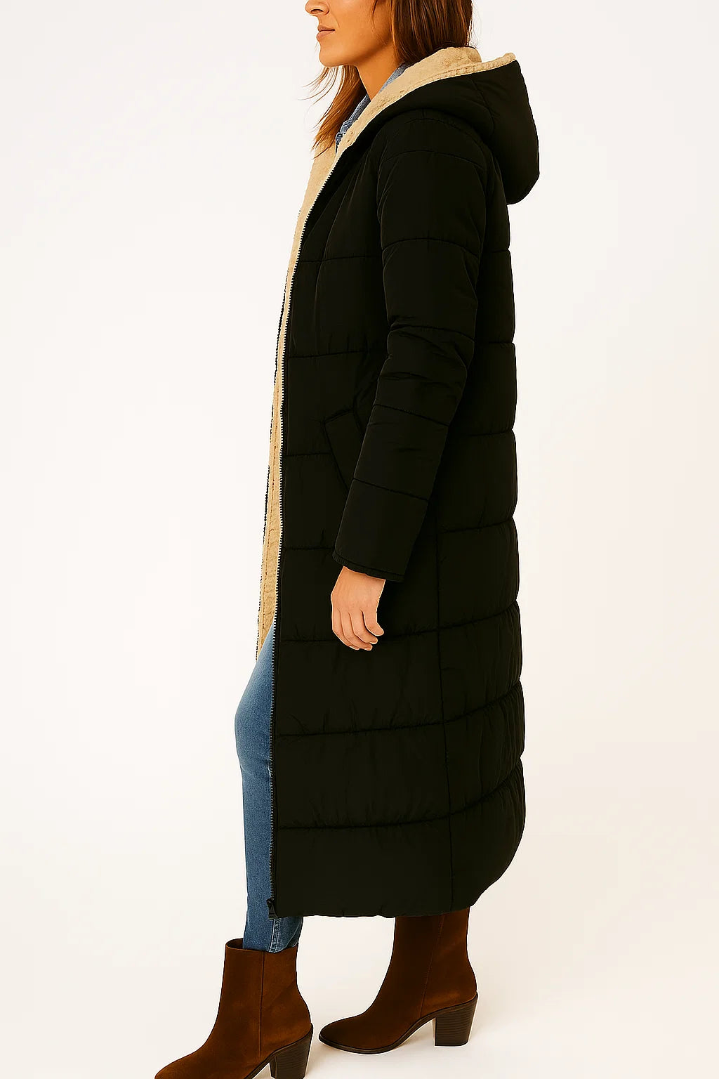 Langer Damen-Parka mit Futter | Wintermantel