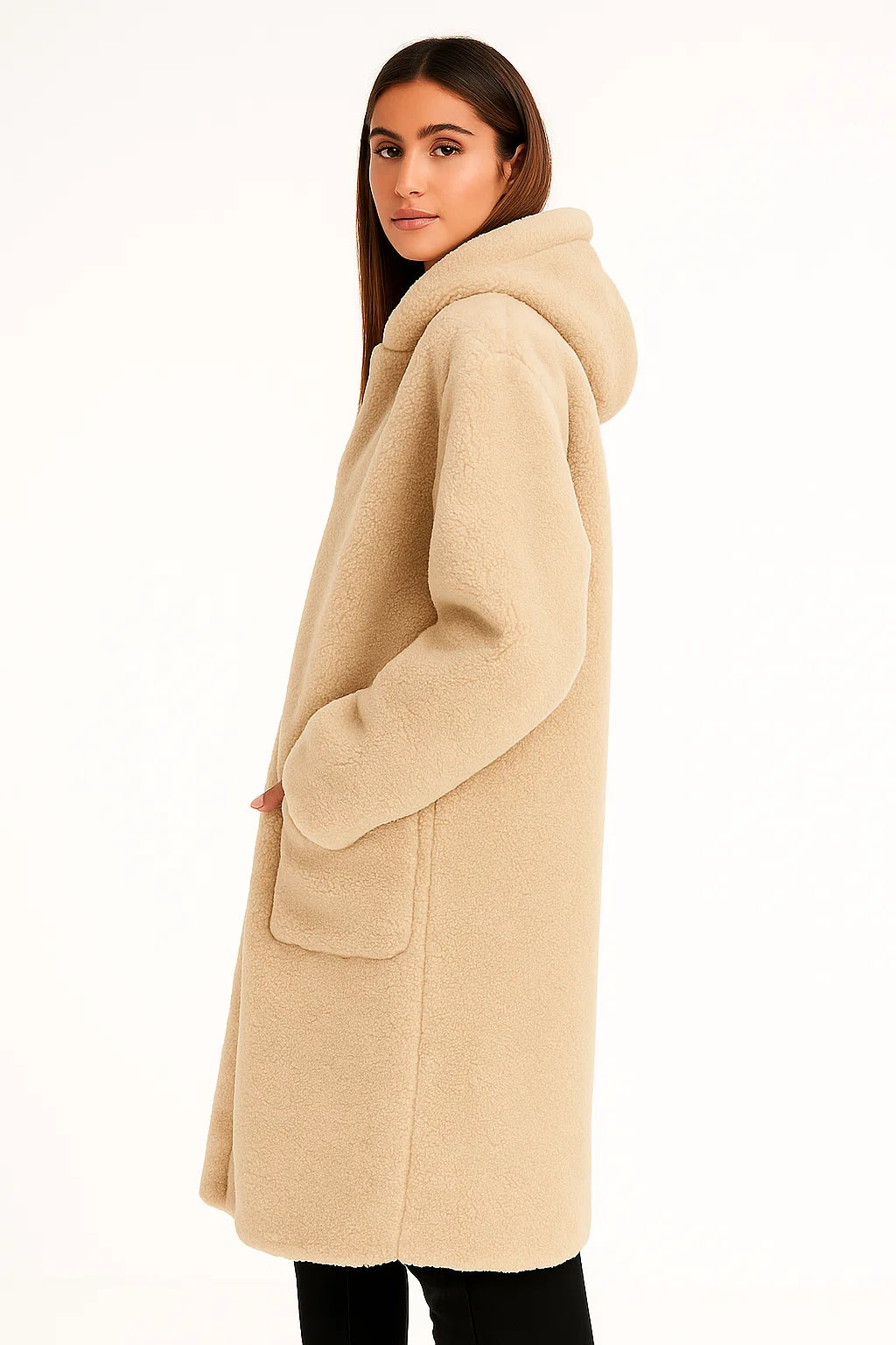 Langer Damen-Teddymantel – Weich & Warm