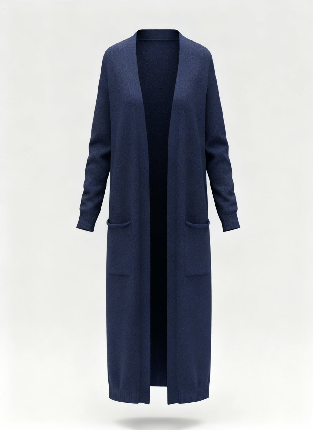 Langer Strick-Cardigan mit offener Front und Taschen