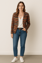 Mette Mehrfarbige Damen-Strickjacke