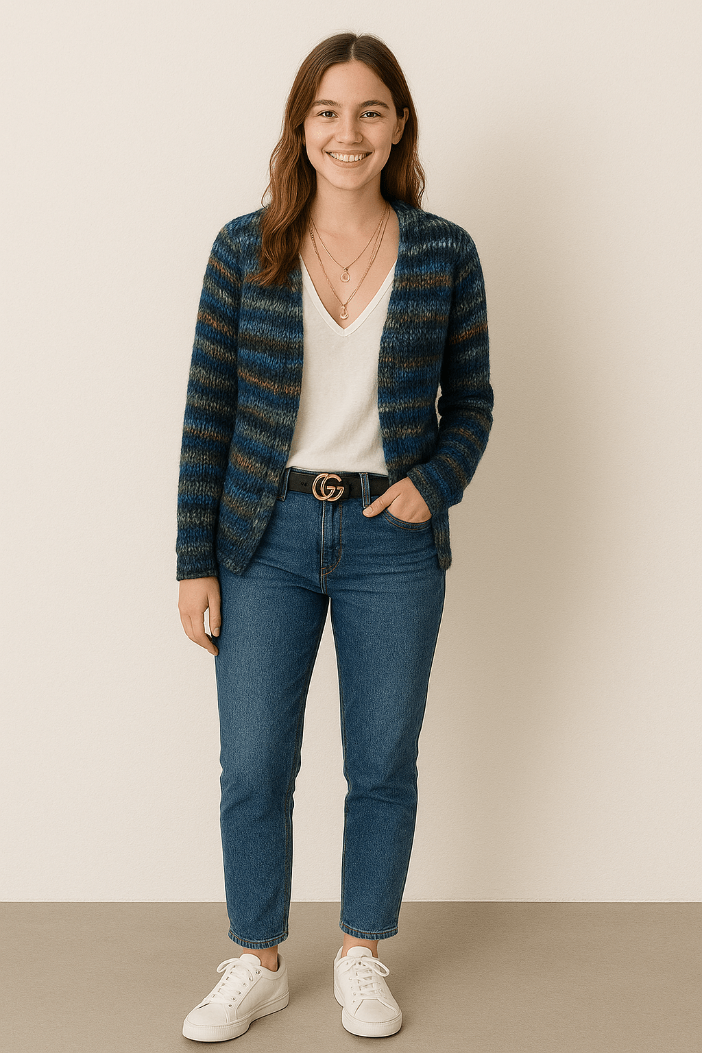 Mette Mehrfarbige Damen-Strickjacke