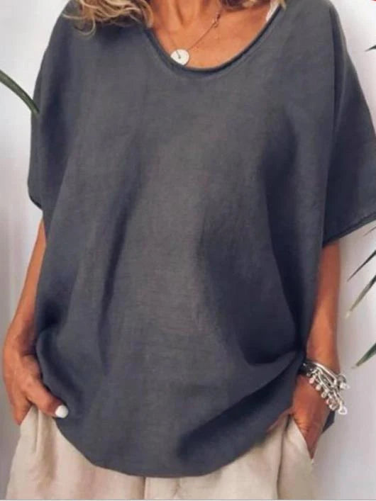 Klassische Kurzarmbluse für Damen in lockerer Passform