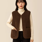 Strickweste Damen – Texturierte Optik mit Taschen