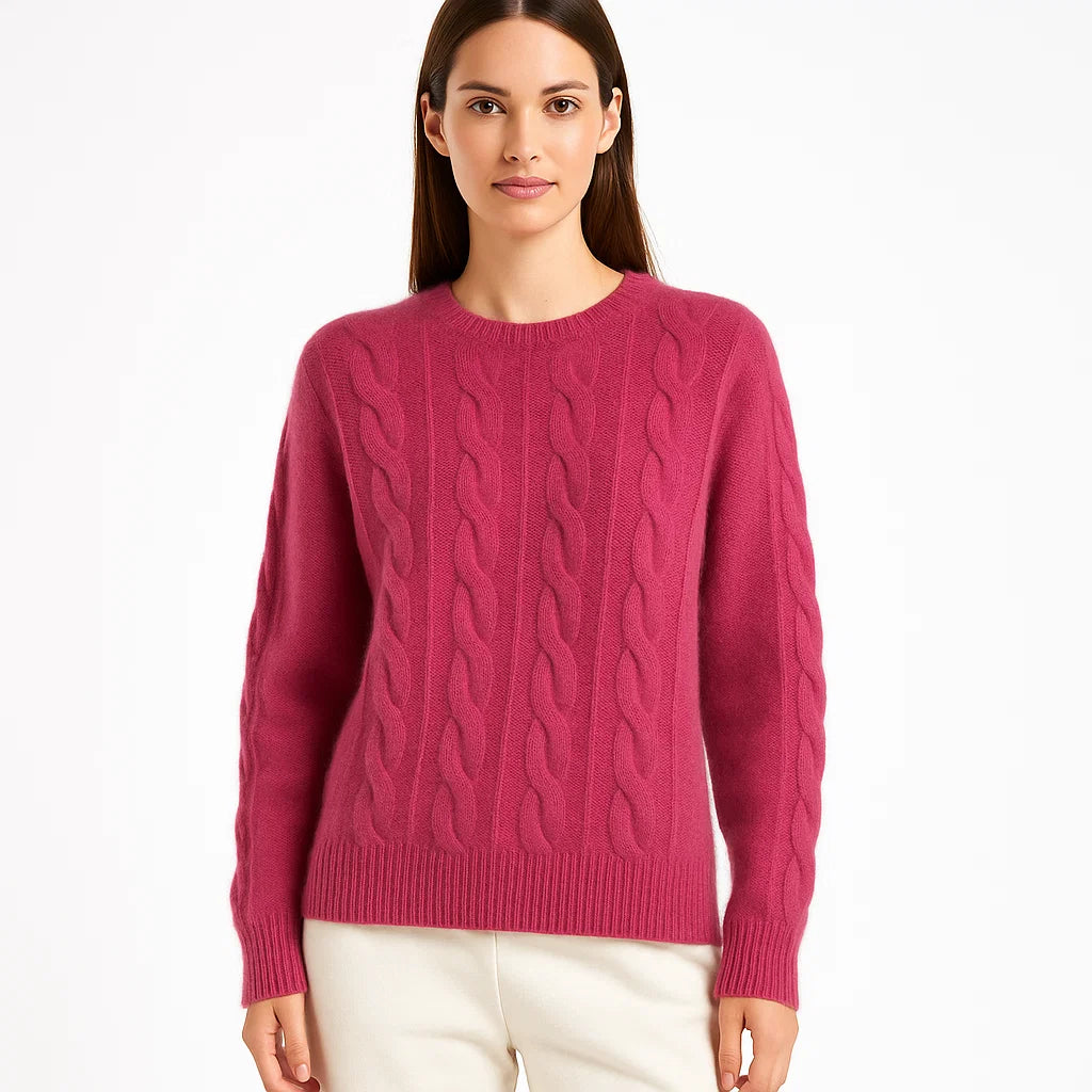 Warmer Damen-Strickpullover mit Zopfmuster