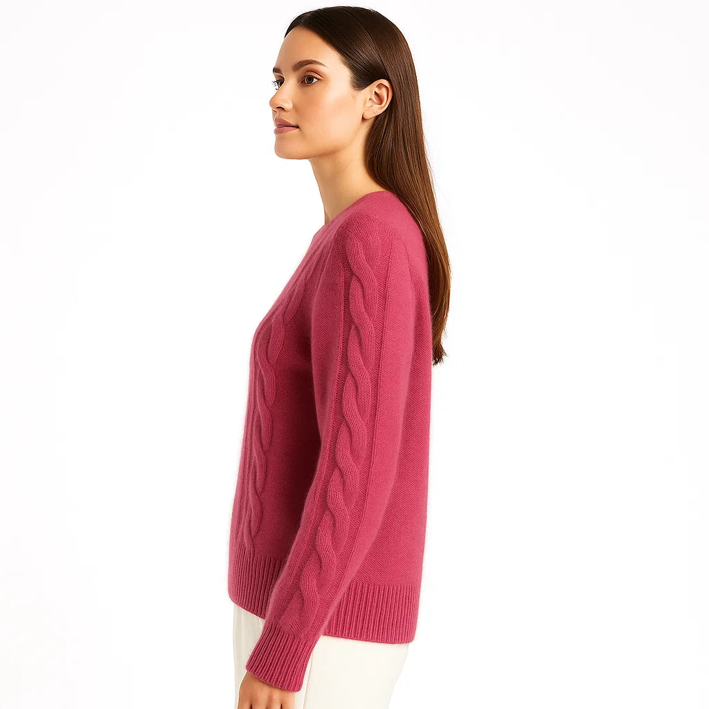 Warmer Damen-Strickpullover mit Zopfmuster