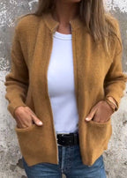 Damen Rippstrick Cardigan mit Reißverschluss