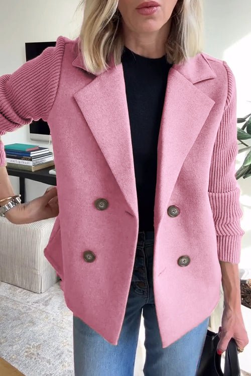 Damen Blazer mit Strickärmeln | Eleganter Doppelreihiger Strick-Blazer | Clara