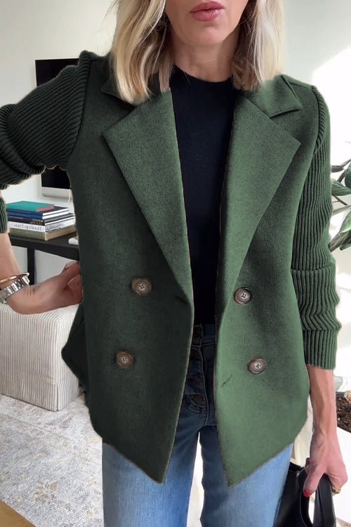 Damen Blazer mit Strickärmeln | Eleganter Doppelreihiger Strick-Blazer | Clara