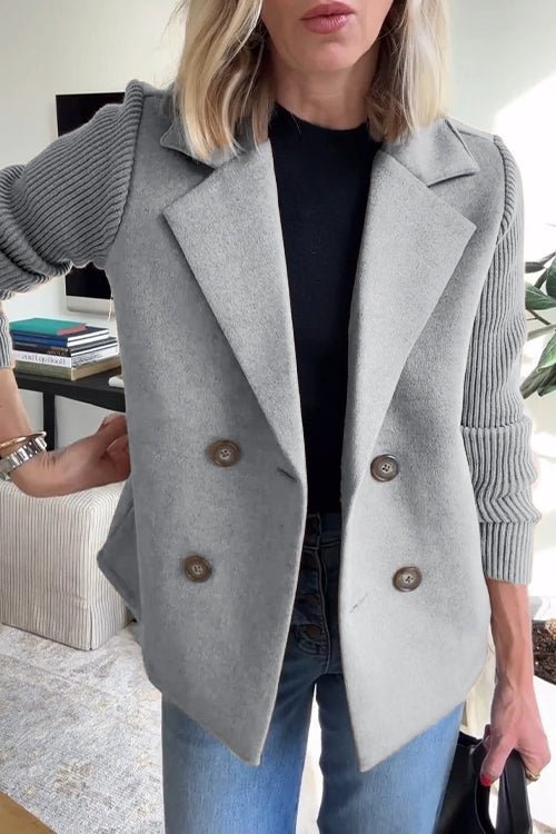 Damen Blazer mit Strickärmeln | Eleganter Doppelreihiger Strick-Blazer | Clara