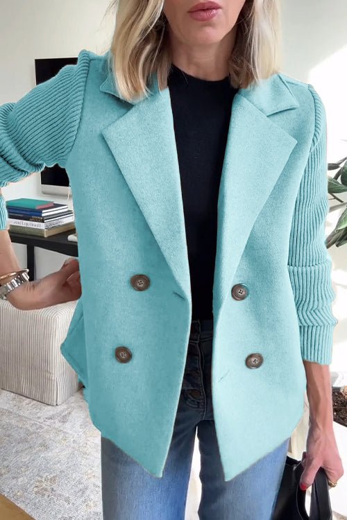 Damen Blazer mit Strickärmeln | Eleganter Doppelreihiger Strick-Blazer | Clara
