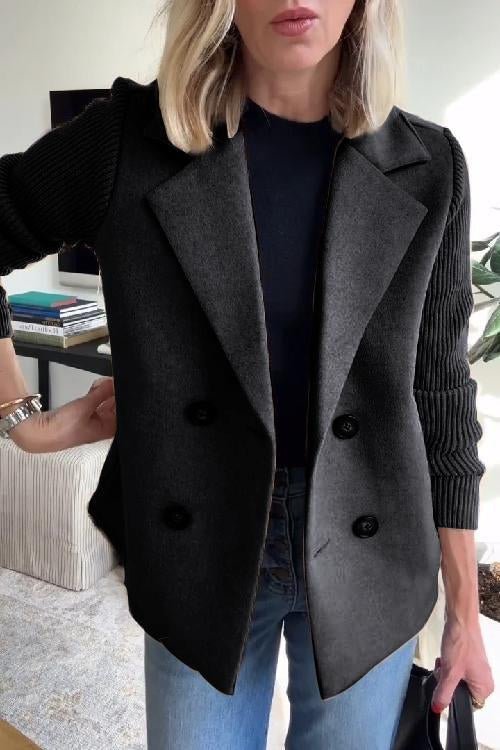 Damen Blazer mit Strickärmeln | Eleganter Doppelreihiger Strick-Blazer | Clara