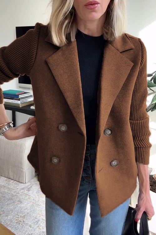 Damen Blazer mit Strickärmeln | Eleganter Doppelreihiger Strick-Blazer | Clara