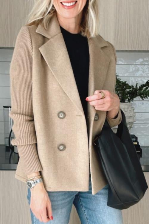 Damen Blazer mit Strickärmeln | Eleganter Doppelreihiger Strick-Blazer | Clara