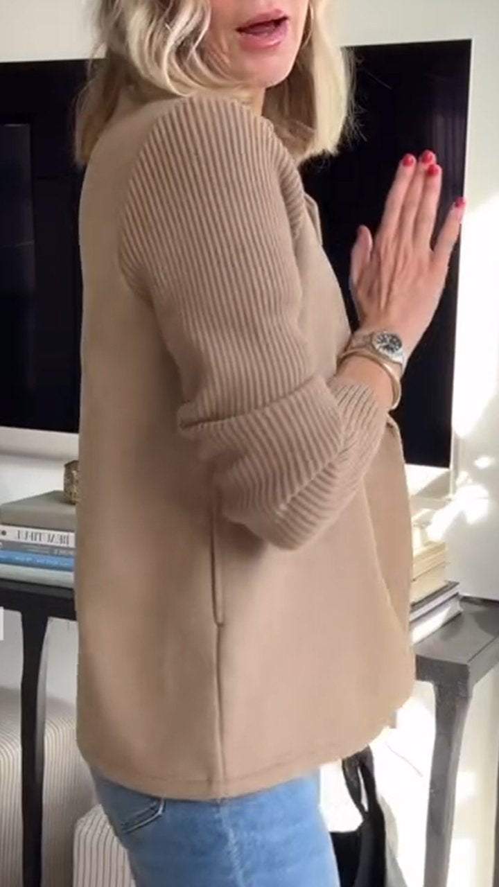 Damen Blazer mit Strickärmeln | Eleganter Doppelreihiger Strick-Blazer | Clara