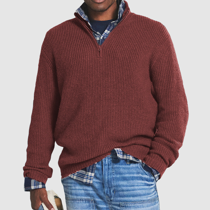 Herren Strickpullover mit Reißverschluss | Bequemer Business-Casual Look | Leon