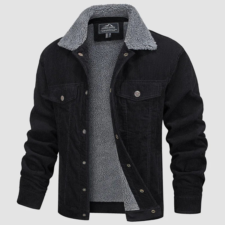 Herren Cordjacke mit Futter im Trucker-Stil