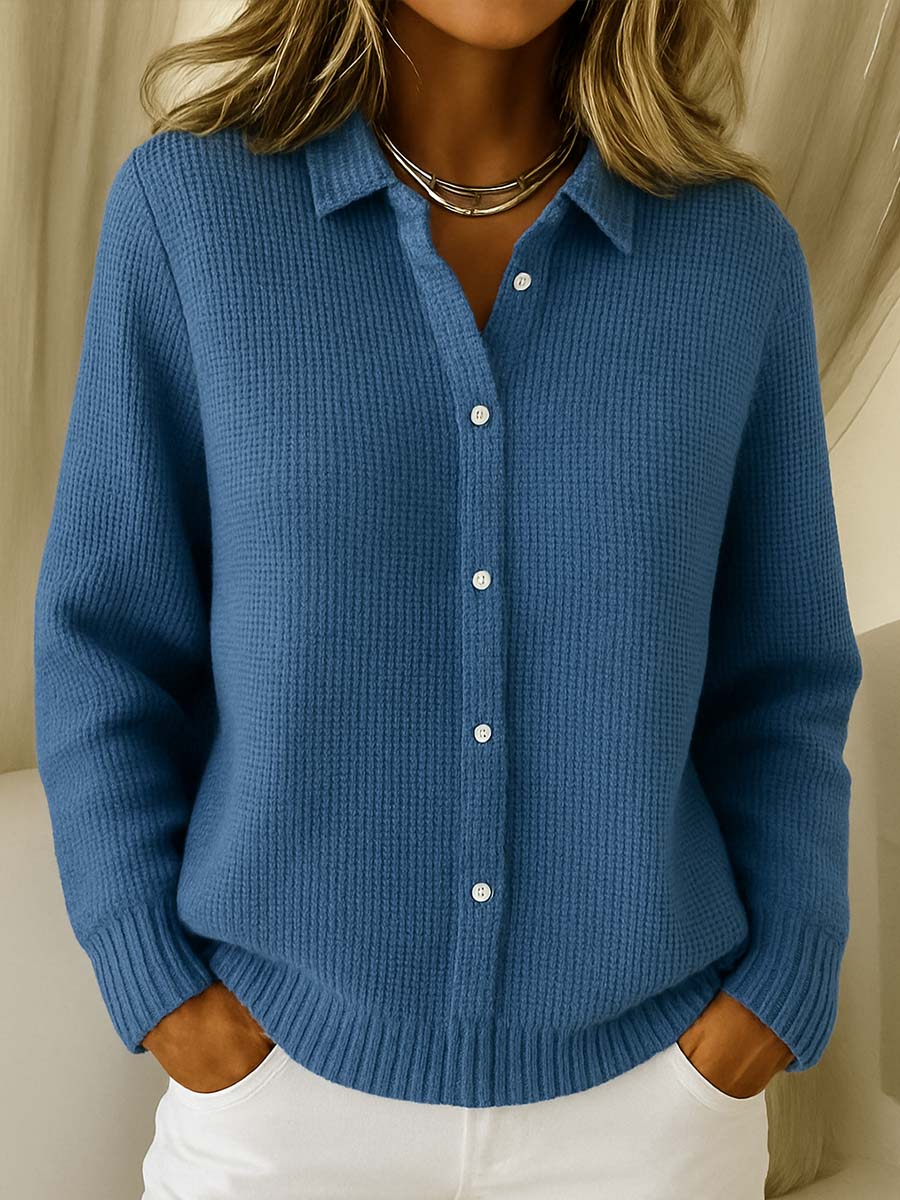 Damen Cardigan mit Kragen aus weicher Baumwollmischung