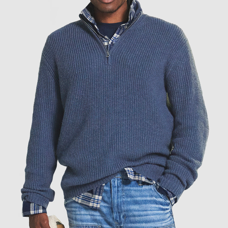 Herren Strickpullover mit Reißverschluss | Bequemer Business-Casual Look | Leon