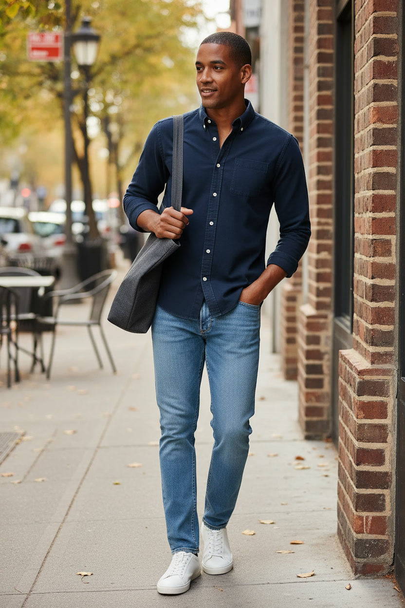 Herren Langarmhemd | Klassisches Baumwollhemd im Business- & Freizeitstil