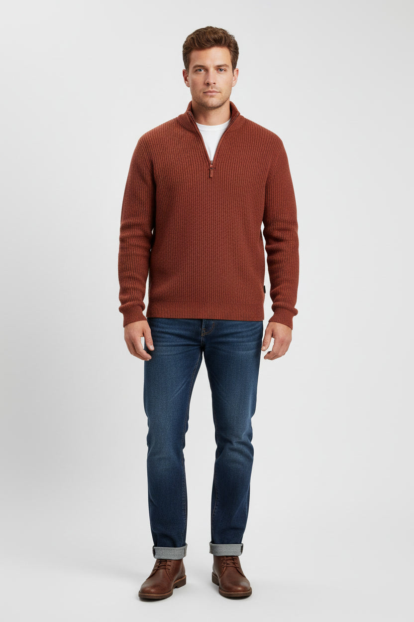 Herren Strickpullover mit Reißverschluss | Bequemer Business-Casual Look | Leon