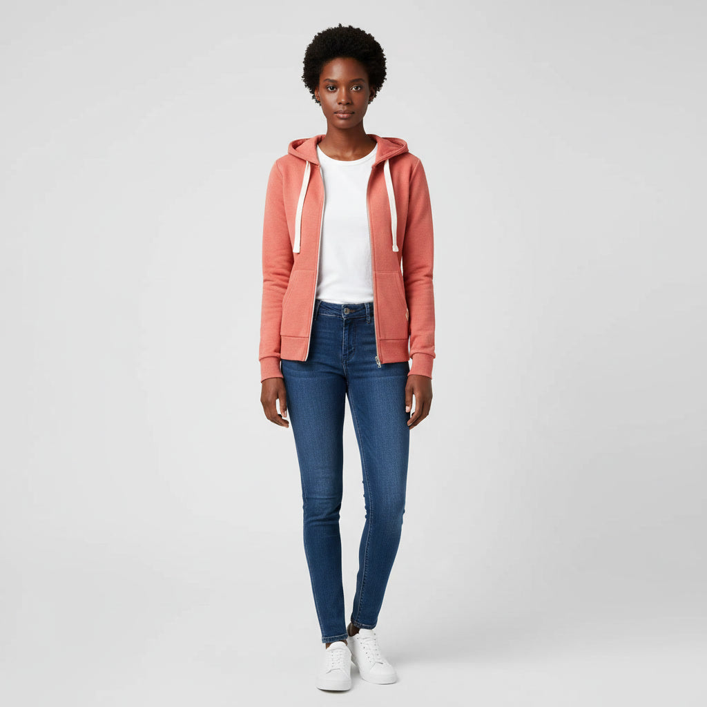 Damen Kapuzenjacke mit Reißverschluss – Figurbetont