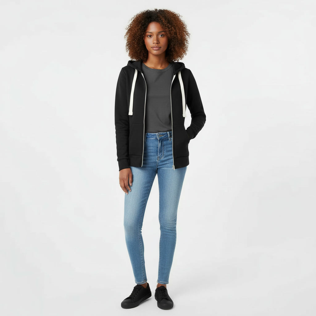 Damen Kapuzenjacke mit Reißverschluss – Figurbetont