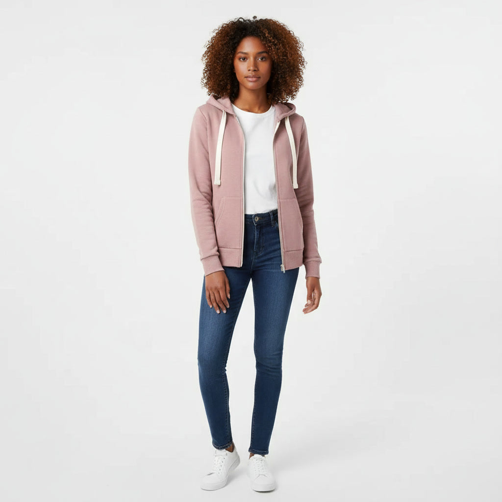 Damen Kapuzenjacke mit Reißverschluss – Figurbetont
