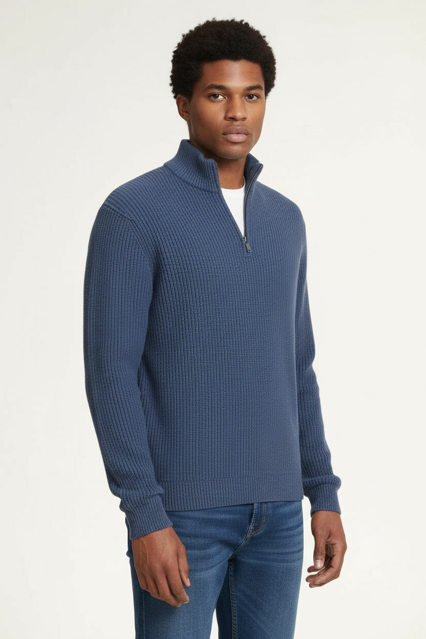 Herren Strickpullover mit Reißverschluss | Bequemer Business-Casual Look | Leon