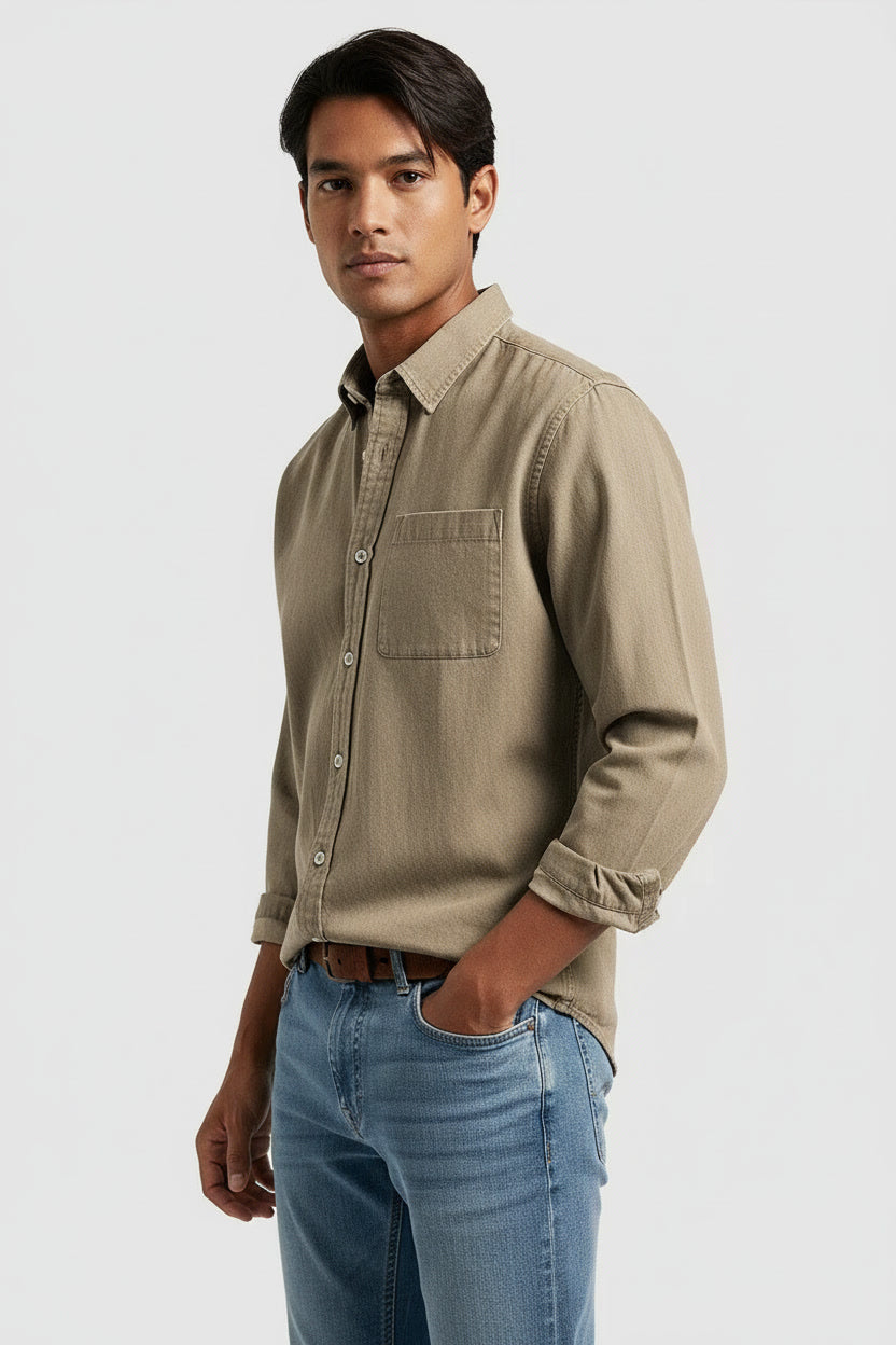 Herren Langarmhemd | Klassisches Baumwollhemd im Business- & Freizeitstil