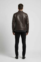 Herren Lederjacke – Stehkragen & Slim Fit Design