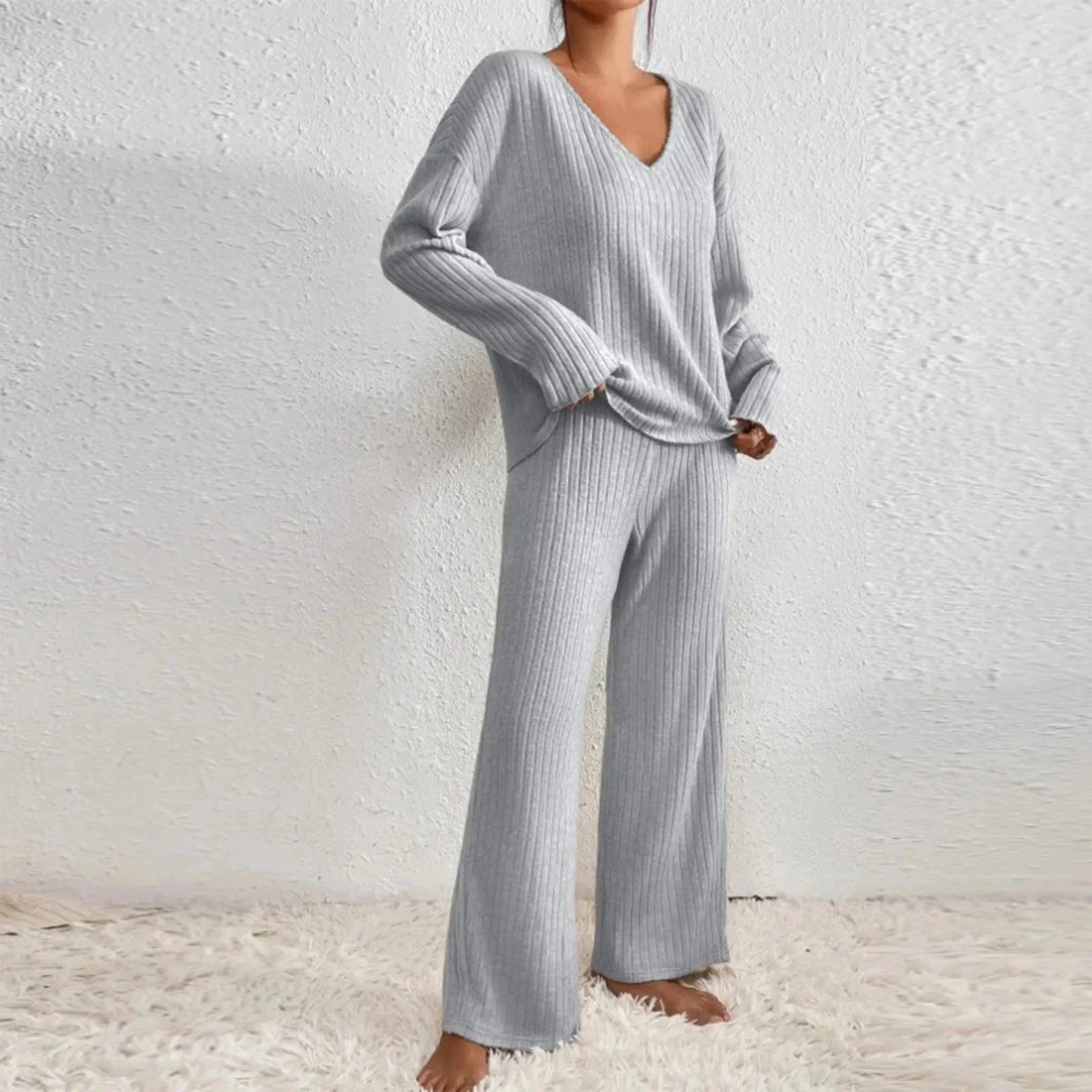 Zweiteiliges Geripptes Lounge Set | Bequem & Stilvoll für Damen | Clara