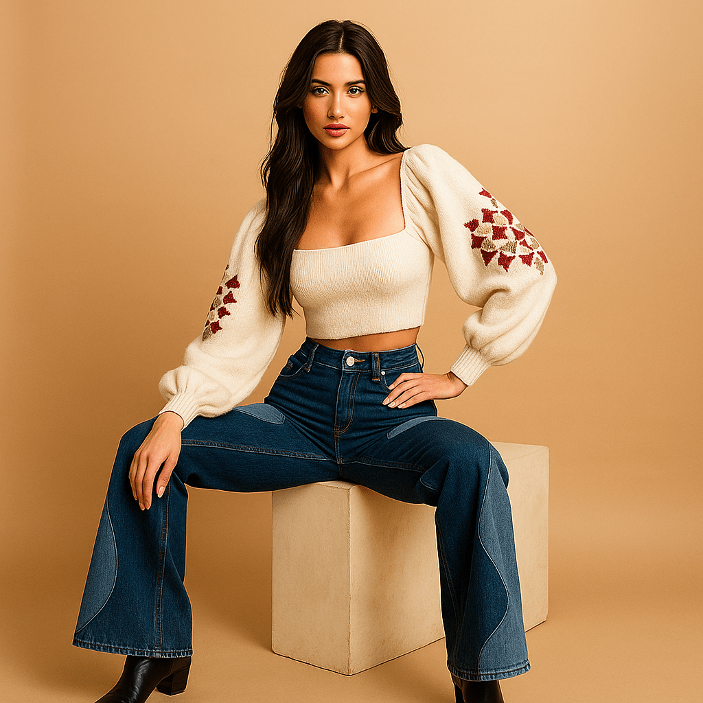 Damen Flared Jeans mit hoher Taille