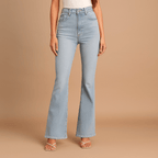Damen High Waist Plissee Jeans - Komfort und Stil