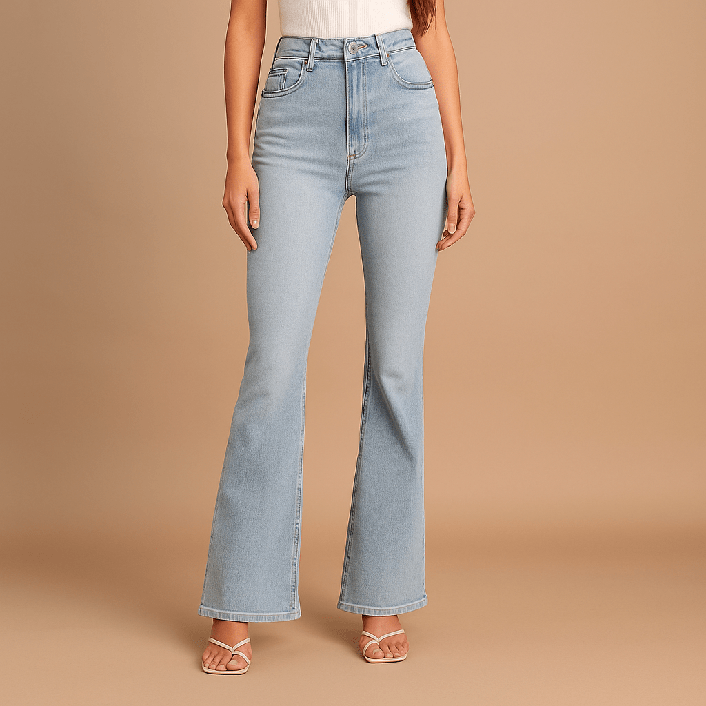 Damen High Waist Plissee Jeans - Komfort und Stil